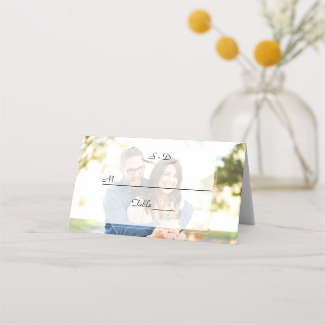 Geometrisches, ausgeblendetes Foto Platzkarte (Vorderseite)