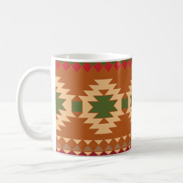 Geometrisches Aztekenfarbmuster Kaffeetasse (Links)