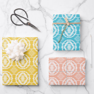Geometrisches Batik-Krawatte-Pastel-Ostersortenpak Geschenkpapier Set