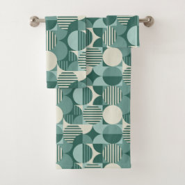 Geometrisches Bauhaus, Aquamarin, Meeresfrüchte, C Badhandtuch Set