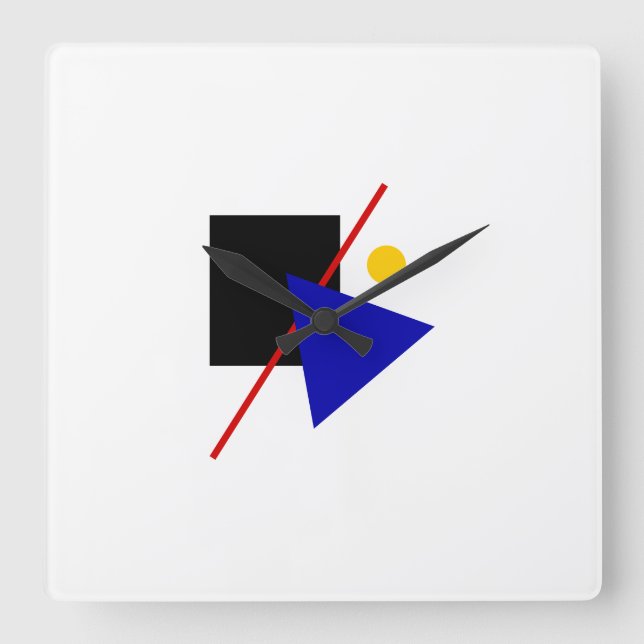 Geometrisches Bauhaus-Design Quadratische Wanduhr (Vorderseite)