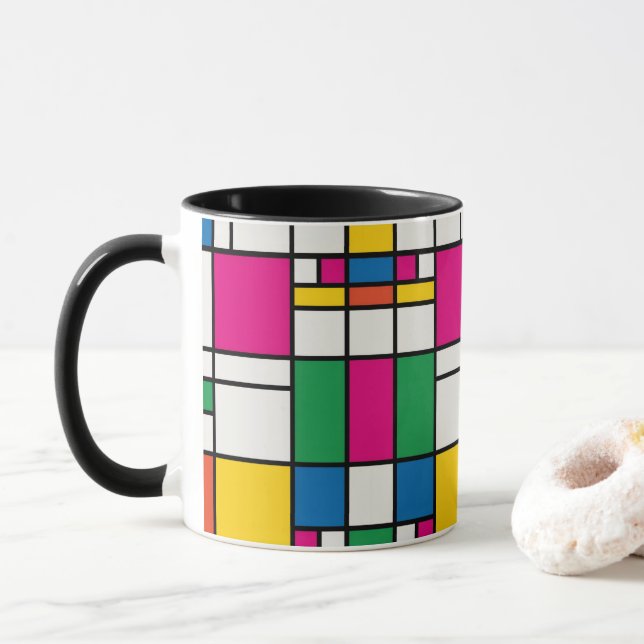 Geometrisches Bauhaus-Muster Tasse (Mit Donut)