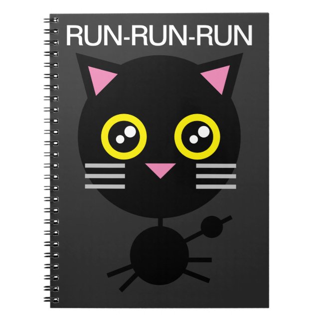 Geometrisches Black Cat-Notebook Notizblock (Vorderseite)