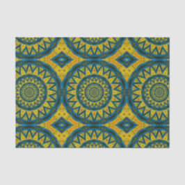 Geometrisches Blau und Gelbe Sonne Vintages Stamme Seidenpapier