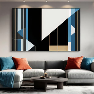 Geometrisches Blau und Gold Leinwanddruck