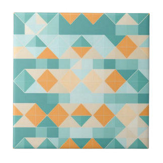 Geometrisches Blau- und Orangenmuster Fliese