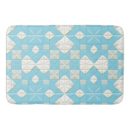 Geometrisches Blau- und Weißmuster Badematte