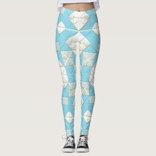 Geometrisches Blau- und Weißmuster Leggings