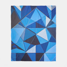 Geometrisches blaues Dreieck Fleecedecke