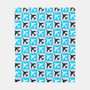 Geometrisches, blaues Flugzeug Fleecedecke