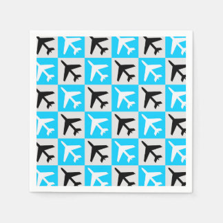 Geometrisches, blaues Flugzeug Serviette
