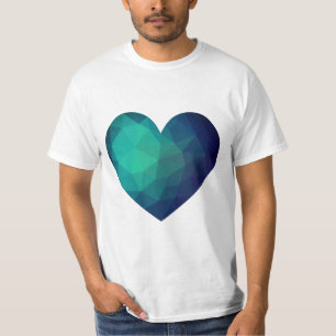 geometrisches blaues Herz T-Shirt