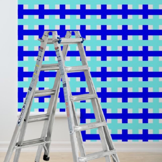 Geometrisches blaues Muster des Karos Peel Stick Tapete (Peel Stick Geometric Blue White Check Pattern Wallpaper)