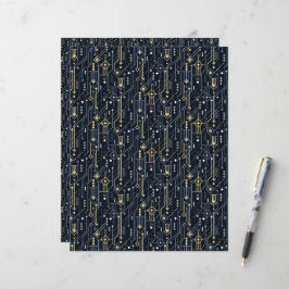 Geometrisches blaues und goldenes Art-Deco-Buchpap