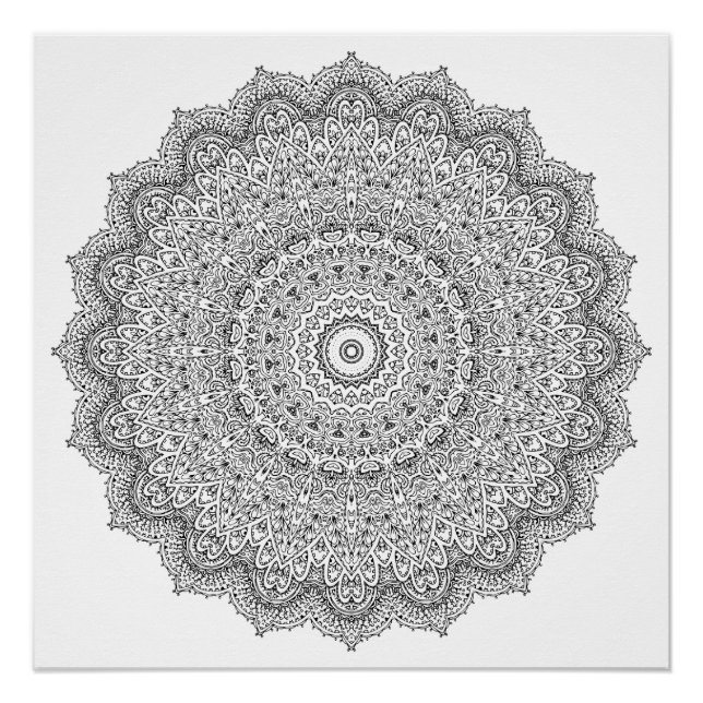 Geometrisches Blumenmandala Erwachsenenfarben Poster (Vorderseite)