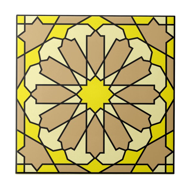 Geometrisches Blumenmuster Azulejo  Fliese (Vorderseite)