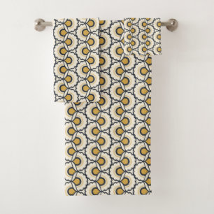 Geometrisches Blumenmuster Badhandtuch Set