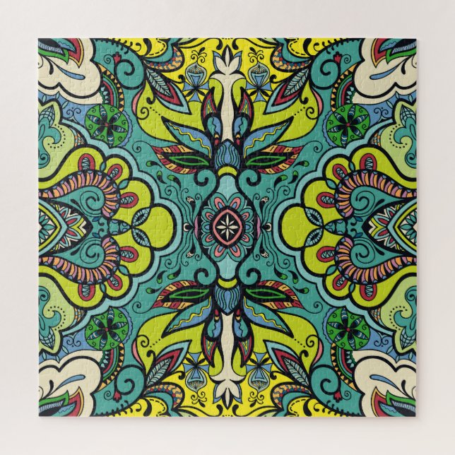 Geometrisches Blumenmuster, farbenfrohe abstrakte  (Vertikal)