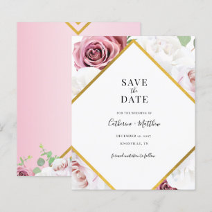 Geometrisches Blumenrot Save the Date