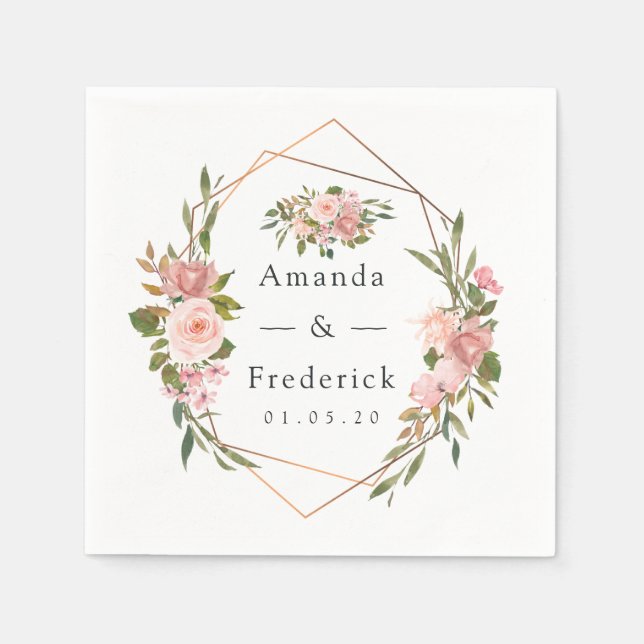 Geometrisches Blush und Rose - Hochzeit der golden Serviette (Vorderseite)