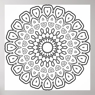 Geometrisches Blütenband-Mandala mit geschichteter Poster