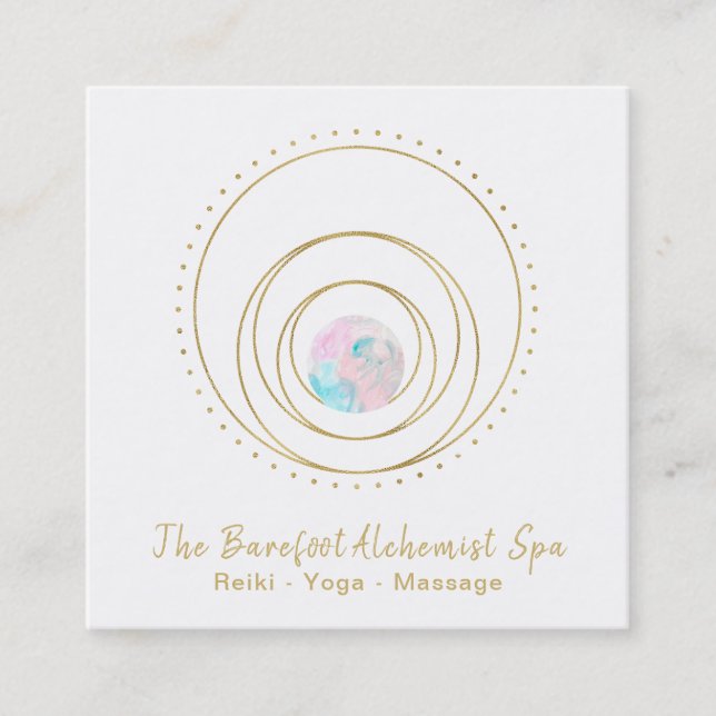 *~* Geometrisches Boho Mandala Gold Heilige Geomet Quadratische Visitenkarte (Vorderseite)