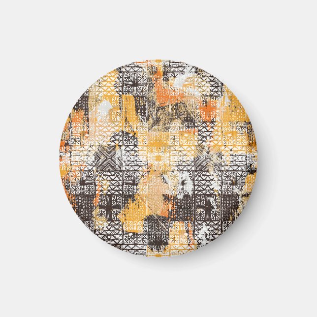 Geometrisches Boho Tribal Distressed Muster Magnet (Vorne)