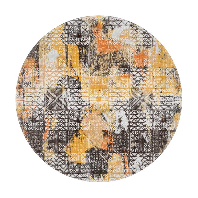 Geometrisches Boho Tribal Distressed Muster Schneidebrett (Vorderseite)