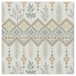 Geometrisches botanisches Volkskunstmuster Stoff