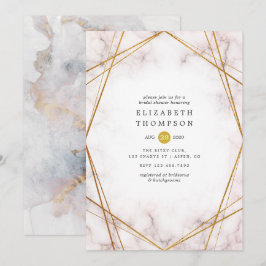 Geometrisches Brautparty aus Goldmarmor Einladung