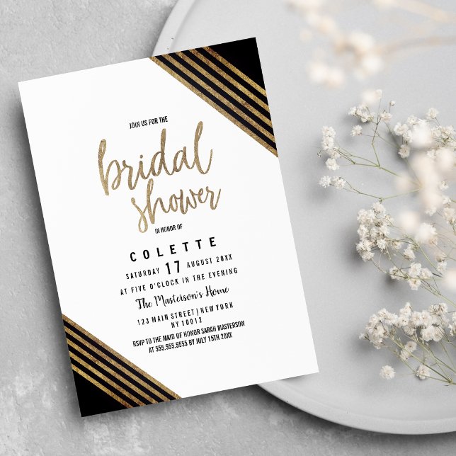 geometrisches Brautparty aus Navy-Blau Einladung (Navy blue gold geometric chic Bridal Shower )
