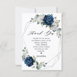 Geometrisches Brautparty für Navy Silver Champagne Dankeskarte