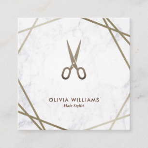 Geometrisches Brown-Gold Scissors Quadratische Visitenkarte