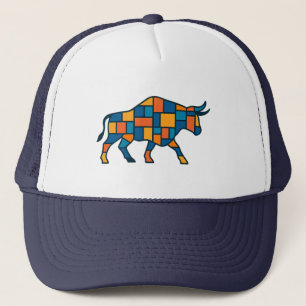 Geometrisches Bull Art - Mosaik Bull City Truckerkappe