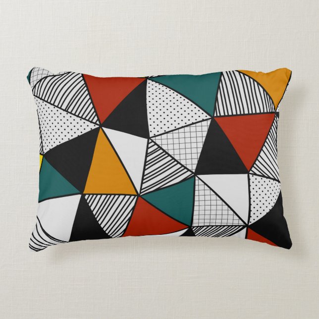 geometrisches, buntes Dreieck Dekokissen (Vorderseite)