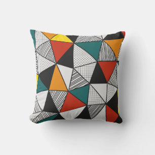 geometrisches, buntes Dreieck Kissen