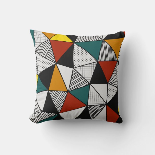 geometrisches, buntes Dreieck Kissen (Vorderseite)