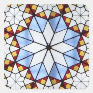 Geometrisches Buntglas-Fenster Quadratischer Aufkleber