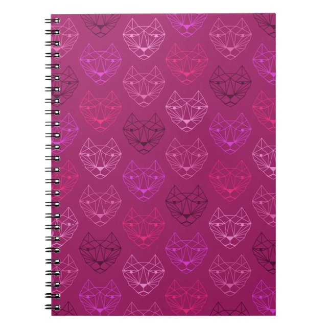 Geometrisches Cat Pattern Pink SpiralNotebook Notizblock (Vorderseite)