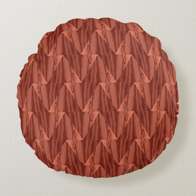Geometrisches Cedar Rundkissen Rundes Kissen (Vorderseite)