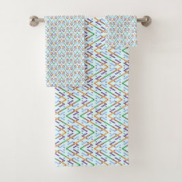 Geometrisches Chevron-Zickzack-Mosaik nahtloses Mu Badhandtuch Set