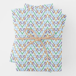 Geometrisches Chevron-Zickzack-Mosaik nahtloses Mu Geschenkpapier Set