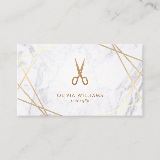 Geometrisches Chic-Gold Scissors Visitenkarte (Vorderseite)