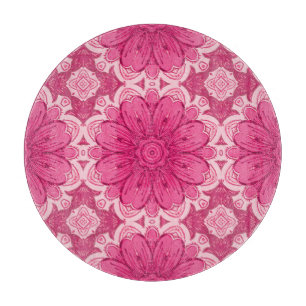 Geometrisches Daisy-Muster in Korallen und Pastell Schneidebrett