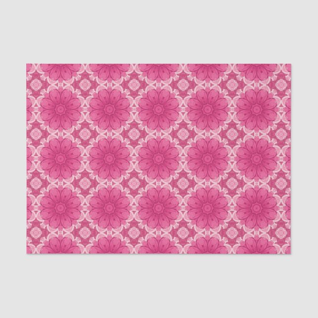 Geometrisches Daisy-Muster in Korallen und Pastell Seidenpapier (Vorderseite)
