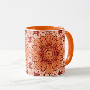 Geometrisches Daisy Muster in Mandarin Orange Tasse