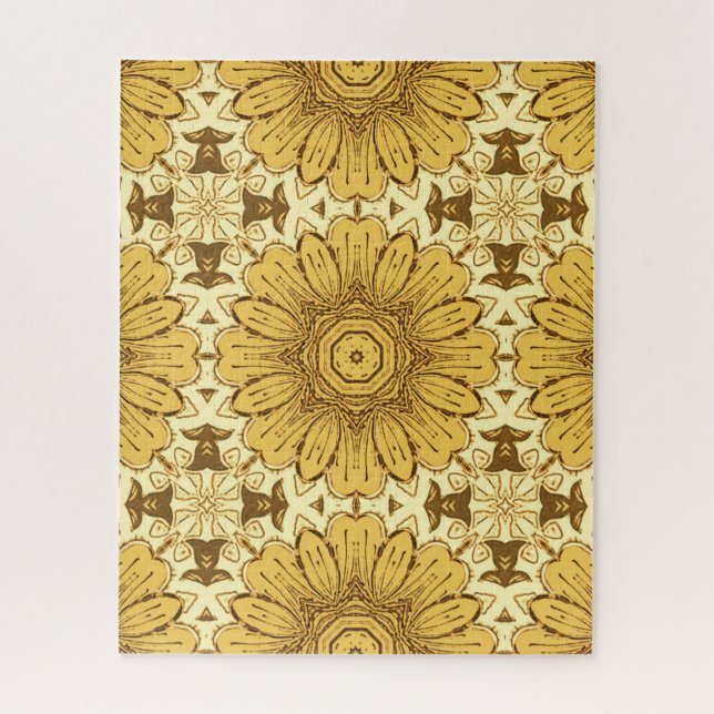 Geometrisches Daisy Muster in Mustard Gold (Vertikal)