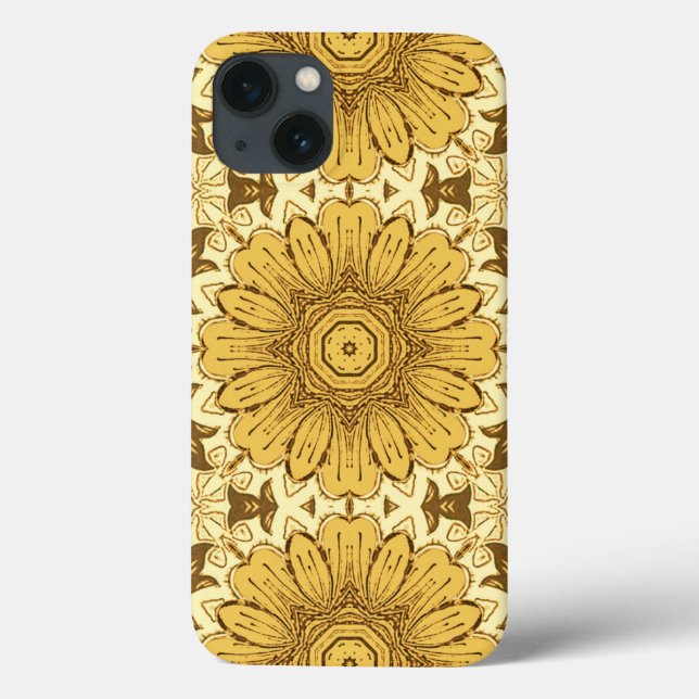 Geometrisches Daisy Muster in Mustard Gold Case-Mate iPhone Hülle (Rückseite)