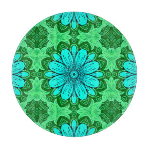 Geometrisches Daisy Muster in Türkis und Grün Schneidebrett