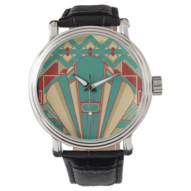Geometrisches Deko Armbanduhr (Vorderseite)